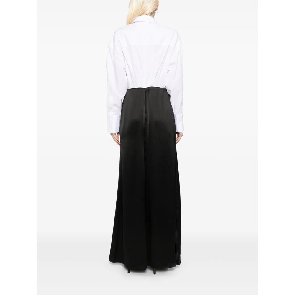 Staud Nile Black Satin Maxi Skirt White Button Down Shirt Combo Dress - Picture 9 of 9